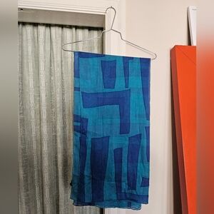 Loro Piana Womens Scarf Stole Wrap Blue Cashmere Silk Blend Italy Luxury Classic